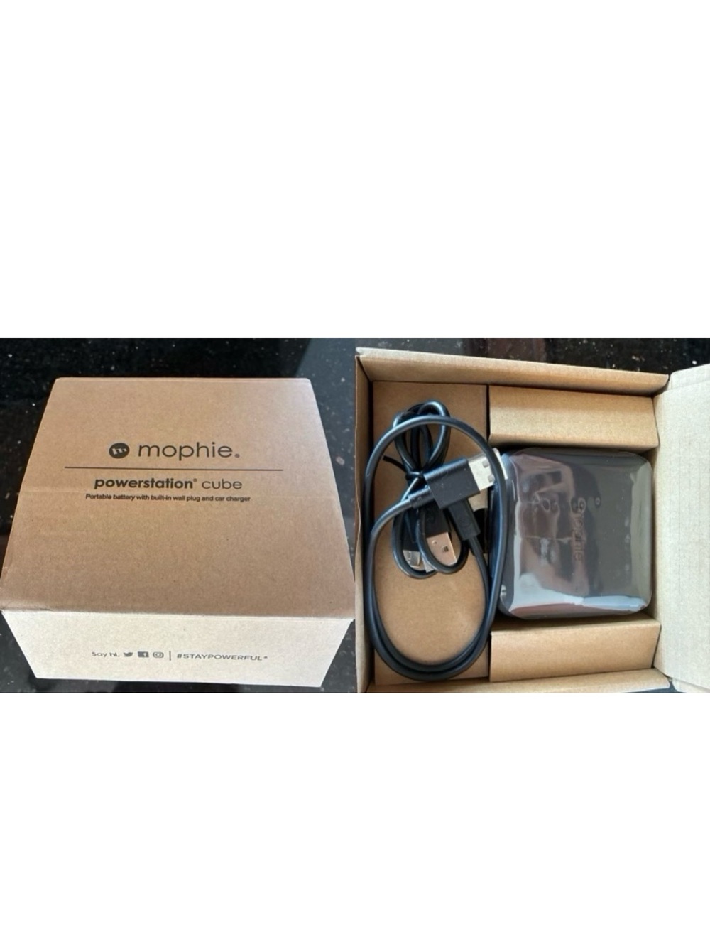 Mophie Powerstation Black Wall Charger with USB-A to USB-C & USB-A to Micro -NWT